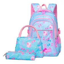 Mochila Escolar Niña Moderna Juvenil Premium, Gran Capacidad, Mochila Escolar Impermeable, Mochila Con Almuerzo Y Bolsa Para Lápices , 3pcs