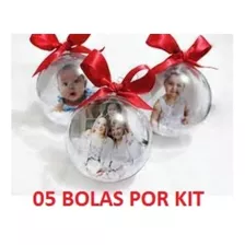  5 Bolas Acrílicas Natalinas Personalizada Foto Frente/veso