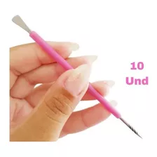 10 Espátulas Cuticula Mista Aço Inox Manicure Isis Cutelaria Cor Rosa