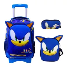 Sonic Mochila 3d Combo Carro Loncher Lapicera Prim Original 