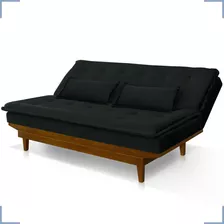 Sofa Cama Sara P/apartamento Casal 3 Lugares Preto No Veludo