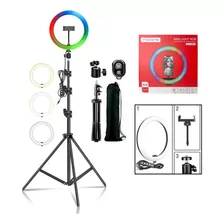 Kit Iluminador Ring Light Colorido Branco Frio Quente Tripé