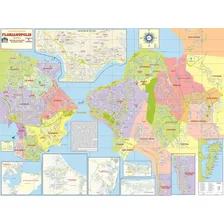 Mapa Geográfico Político E Rodoviário Gigante Da Cidade De Florianópolis - Capital De Santa Catarina No Litoral Do Sul Do Brasil - Dobrado Medindo 120x90 Cm - Turismo E Entregas - Equipe Multivendas
