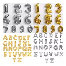 10 Balões Metalizados 75cm Letra E Número Dourada Ou Prata