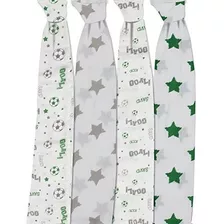 Bacati Soccer Muslin Conjunto De 4 Mantas