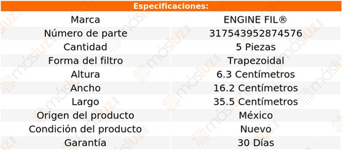 Paq 5 Filtros De Aire Fj Cruiser V6 4.0l 07/10 Engine Fil Foto 2