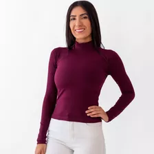 Cacharrel Blusa Feminina Manga Longa Inverno Frio Gola Alta 