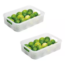 Kit 2 Organizadores Geladeira Verdura/fruta Alimento 4,2lts