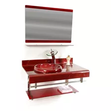 Gabinete Armário Banheiro De Vidro Com Cuba 80cm + Torneira