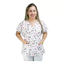 Blusa Pijama Enfermagem Hospitalar Scrub Estampado Mameluko