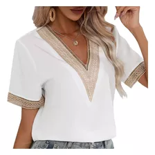 Blusa Moda Casual Mujer Suelto Elegante Manga Corta Oficina