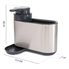 Dispenser Dosificador Acero P/ Detergente Con Compartimiento Color Plateado Y Negro