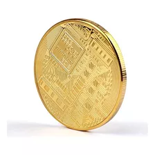 Moeda Bitcoin Física Cor Ouro P/ Colecionadores Criptomoedas