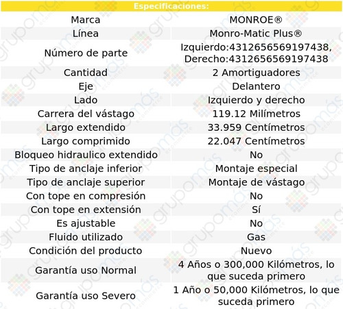 2 Amortiguadores Gas Monro-matic Plus Del Pontiac Gto 73 Foto 3