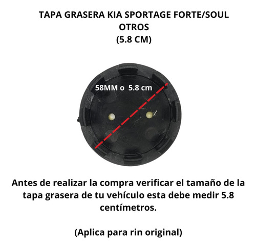 Tapa Centro Rin Copa Negra Kia Sportage Forte Soul X4 Unds Foto 3