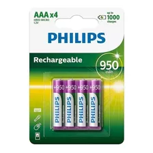 Pila Recargable Aaa Philips X 4 950 Mah 1000 Cargas Ramos Mejia