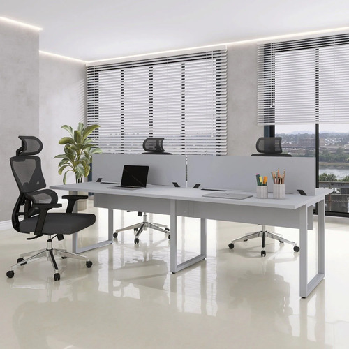 Plataforma Dupla 4p 220x120cm Tub Corporativa Light Gi Cinza