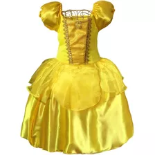 Vestido Princesa Infantil Midi Ouro Menina Criança 1 Ao 12