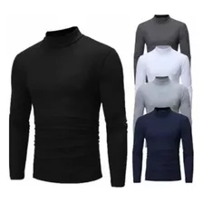 Pack 3 Poleras Hombre Con Cuello Manga Larga Bambú Con Polar