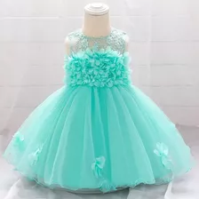 Vestido De Bebé De Fiesta Mini-mi Modelo Gaia Verde Agua