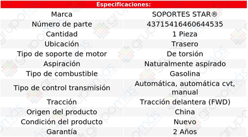 Soporte Motor Trasero S Star Versa 1.6l 4 Cil 2012_2019 Foto 2