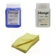 Kit Limpa Monzi Pratas Jóias 125ml + 2 Flanelas Mágicas