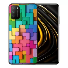 Funda Xiaomi Poco M3 Tetris De Colores Tpu/pm Uso Rudo
