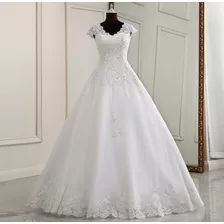 Vestido De Noiva Longo Casamento Lindo Renda Brilho '64c'