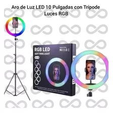 Aro De Luz Led Con Trípode Paral Luces Rgb Y Blancas