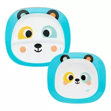 Kit Alimentação Bebê Prato E Bowl Bubazoo P/ Microondas Buba Panda