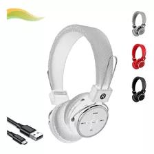 Fone De Ouvido Sem Fio Bluetooth Cartão Sd P2 Recarregável Cor Branco