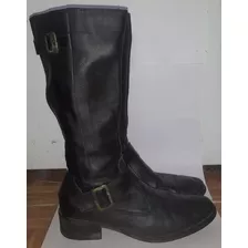 Botas Con Hebillas Caña Alta Taco Bajo