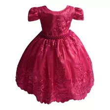 Vestido De Festa Infantil Realeza Daminha Princesa Rosa Bebê