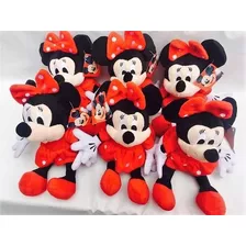 Kit C/ 5 Pelúcias Minnie Laço Vermelho 28cm Antialérgico