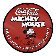 #687 - Cuadro Decorativo Vintage - Coca Cola Mickey No Chapa