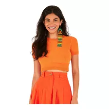 Blusa Farm Cropped Tricot Laranja