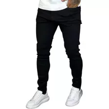 Calça Skinny Preta Masculina Lycra Elastano Justa Na Perna