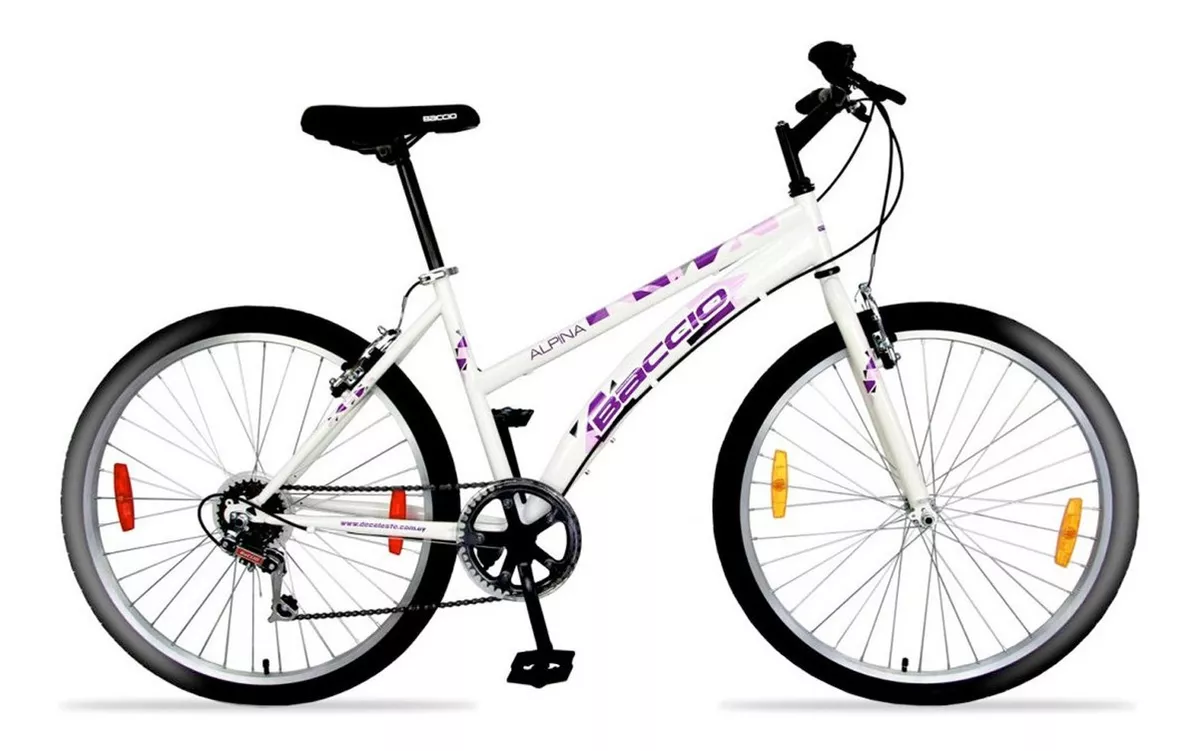 Mountain Bike Femenina Baccio Alpina Lady R26 6v Frenos V-brakes Color Blanco/violeta