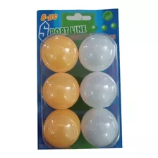 Set De 6 Pelotas Ping Pong Mesa Tenis Blanco Naranja