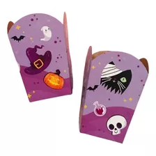 Pochoclera Halloween X 10 Caja Pop Corn Carton Cotillon Color Violeta