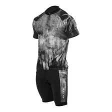 Kit Ciclista Speed Elite Preto Branco Camisa M - Bermuda P