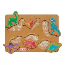 Juego Encastre Madera Didácticos Infantil Niños Color Dinos