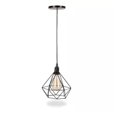 Pendente Diamante Aramado Preto Luminaria Lustre