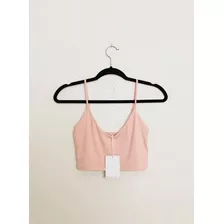 Playera Corta De Tirantes Rosa Con Escote En V Bershka