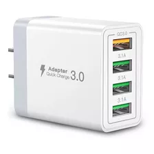 Cargador 4 Puertos Usb 48w Lagom Adaptador Clavija Enchufe Cubo De Carga Rápida 1 Puerto De Qc 3.0 Mas 3 Salidas De Usb Luces Compatibilidad Universal 5v/9v/12v Dispositivos De Android Quick Charge