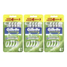 Aparelho Gillette Prestobarba3 Sensitive 3 Pacotes C 4 Cada