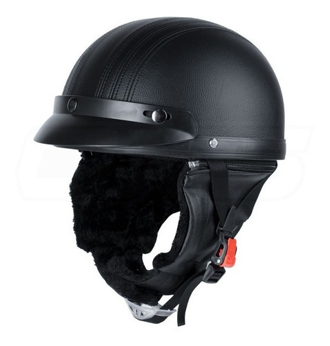 Casco Cuero Con Visera Tipo Chopper Bobber Con Orejeras Bici