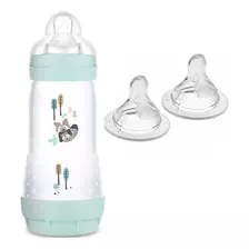 Mamadeira Mam 320ml Easy Start Azul + Kit 2 Bicos X (6m+)