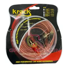 Cable Rca Profesional De 4.5 Metros (15 Pies) De Largo, De 2 Canales, Para Car Audio, Punta Metalica, Cable Libre De Oxigeno, Marca: Krack, Modelo: Kr-15ft