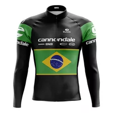 Camisa Ciclismo Manga Longa Cannondale Brasil Com Bolsos 